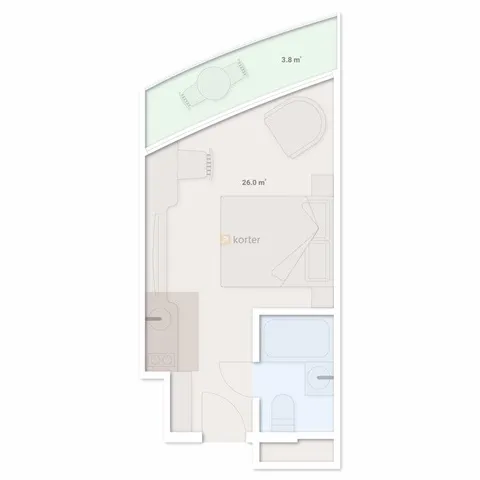 Квартира 26 м², Район Руставели в Батуми
