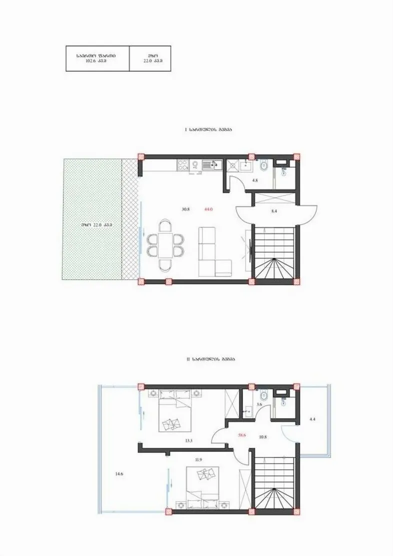 Дом 102 м², Район Airport (district) в Батуми