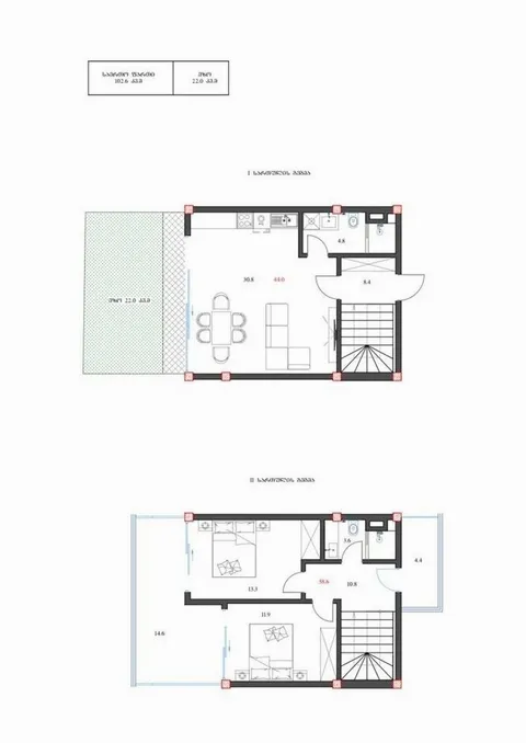 Дом 102 м², Район Airport (district) в Батуми