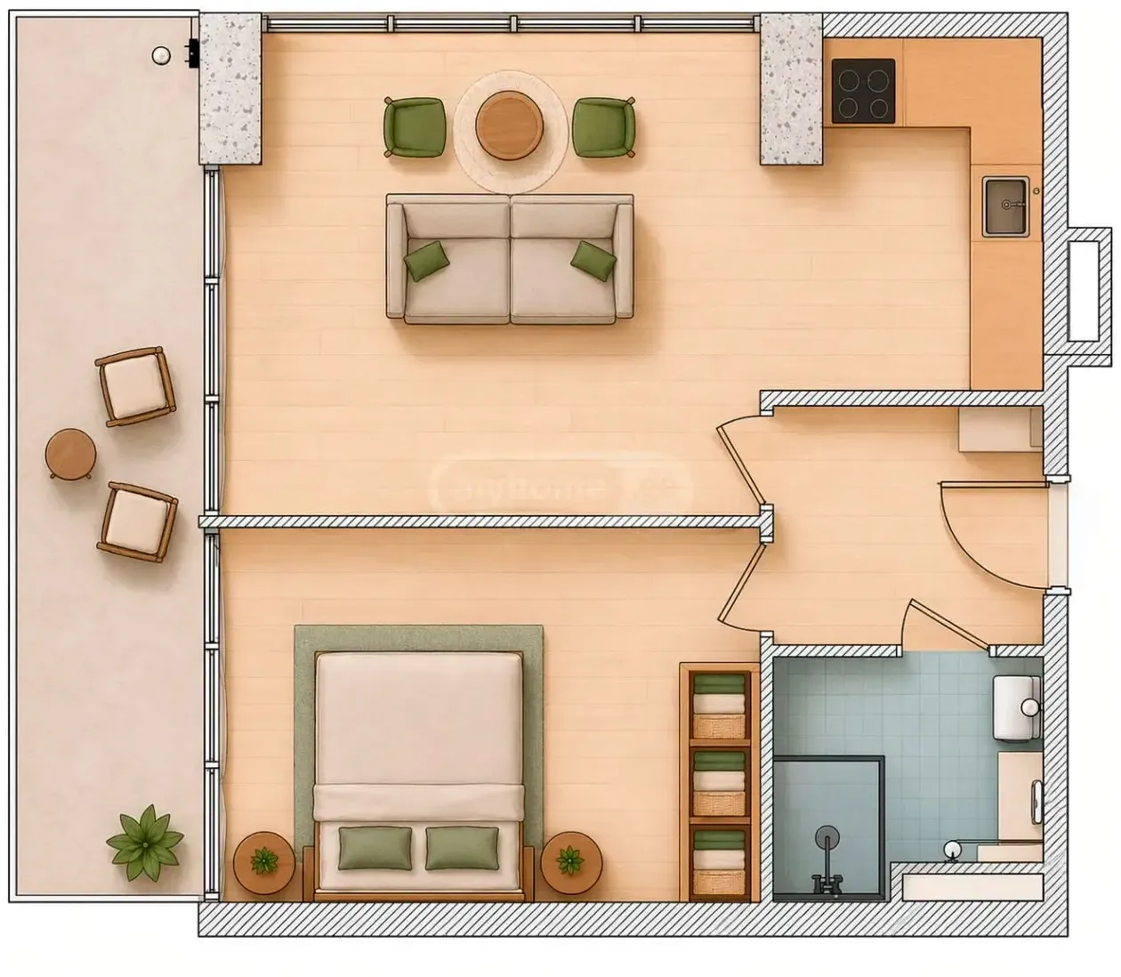 Квартира 57 м², Район Макхиняури в Батуми