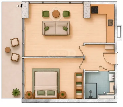 Квартира 57 м², Район Макхиняури в Батуми